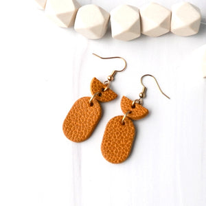 Pebbled Mustard Leather Earrings