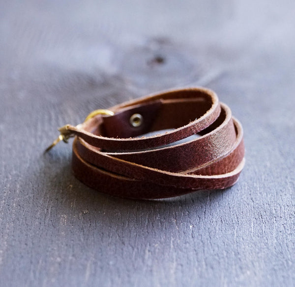 Leather Criss Cross Wrap Bracelet