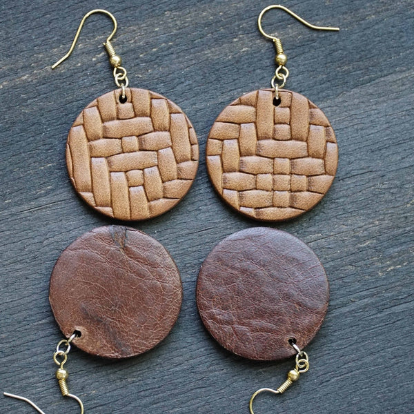 Basket Weave Leather Medallions