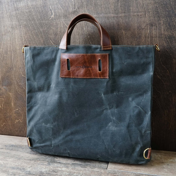Waxed Canvas and Leather Convertible Bag