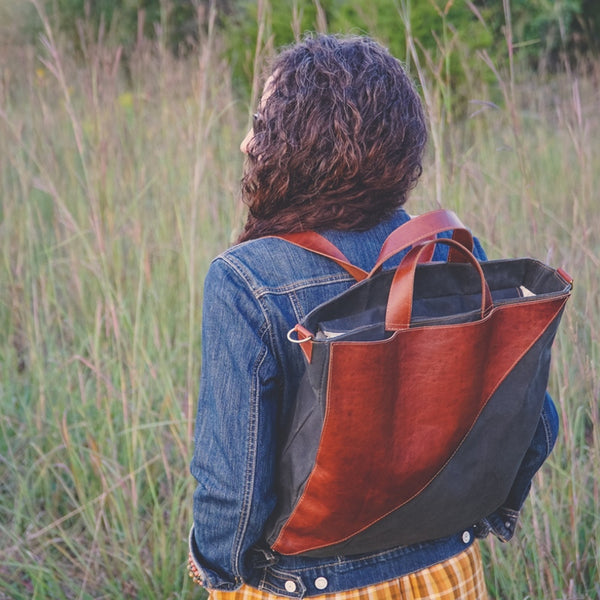 Waxed Canvas and Leather Convertible Bag