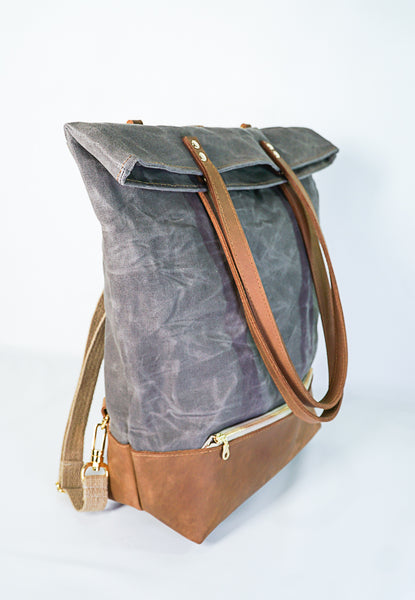Convertible Backpack | Leather and Waxed Canvas