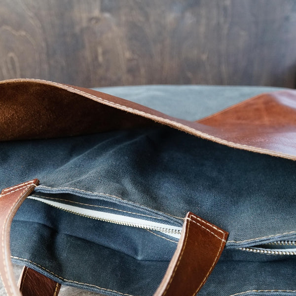 Waxed Canvas and Leather Convertible Bag