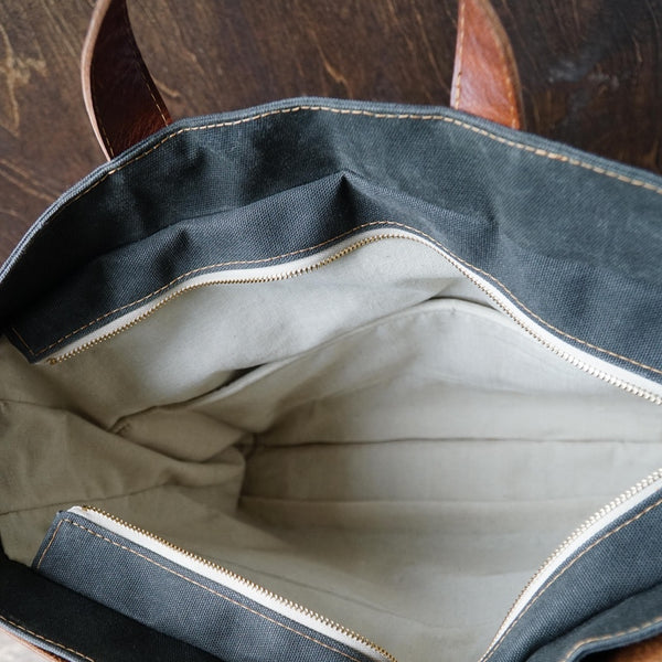 Waxed Canvas and Leather Convertible Bag