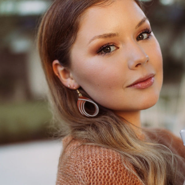 Leather Ribbon Hoop Earrings