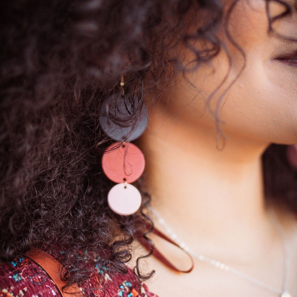 Orbit Geometric Leather Earrings