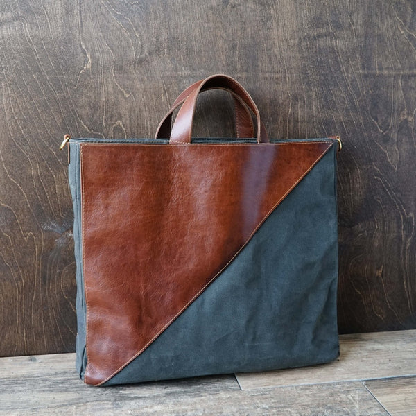 Waxed Canvas and Leather Convertible Bag