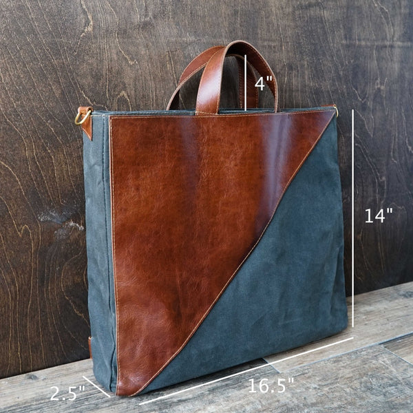 Waxed Canvas and Leather Convertible Bag
