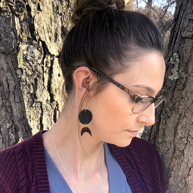 Leather Moon Earrings | Luna – Haute JS Design