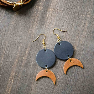 Leather Moon Earrings | Luna
