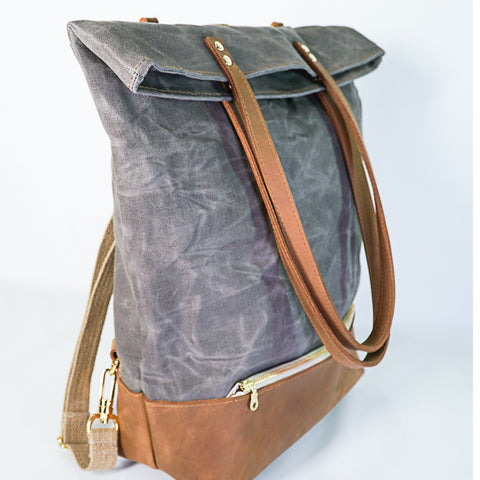 Convertible Backpack | Leather and Waxed Canvas