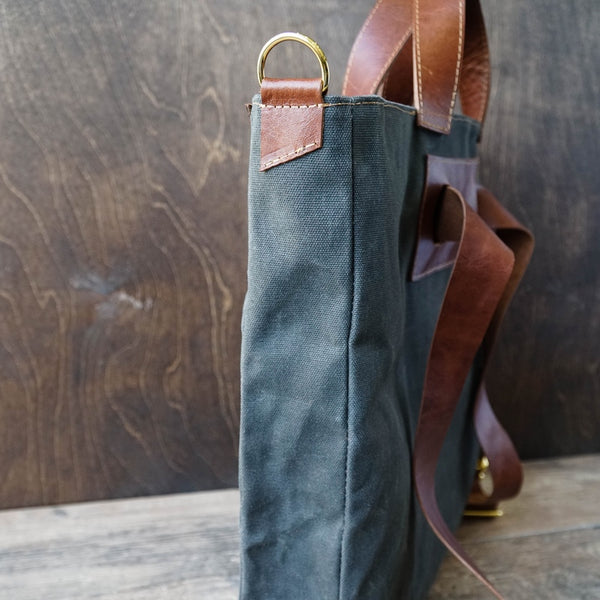 Waxed Canvas and Leather Convertible Bag